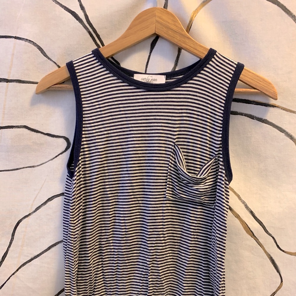 High Neck Cotton Striped Tank